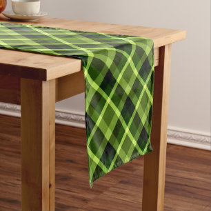 Eleganter Pea Green Kariert Pattern Kleiner Tischl Kurzer Tischläufer