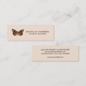 Eleganter Peach Butterfly Minimalistisch Beruflich Mini Visitenkarte (Vorne/Hinten)