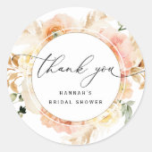 Eleganter Peach, Cream und Blush Floral Gefallen Runder Aufkleber (Vorderseite)
