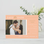 Eleganter Peach Gold Save the Date Kalender QR Cod Einladung (Stehend Vorderseite)