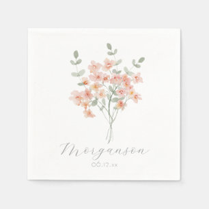 Eleganter Peach & Green Aquarell Serviette