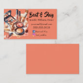 Eleganter Peach Make-Up Artist Visitenkarte (Vorne/Hinten)