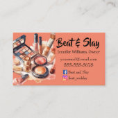 Eleganter Peach Make-Up Artist Visitenkarte (Vorderseite)