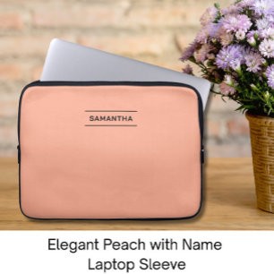 Eleganter Peach mit Name Laptop Sleeve