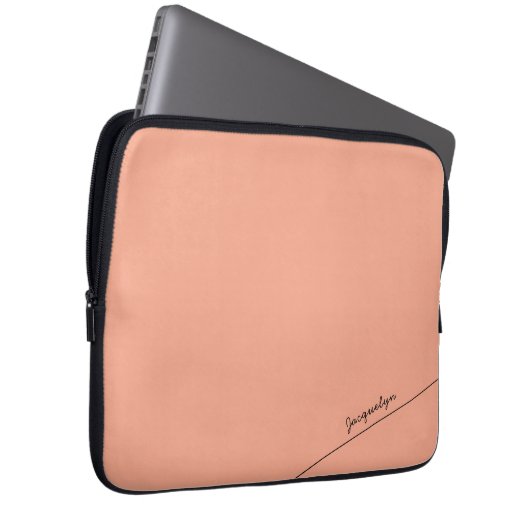Eleganter Peach mit Name Laptop Sleeve (Vorne Rechts)