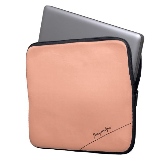 Eleganter Peach mit Name Laptop Sleeve (Vorderseite Links)