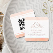 Eleganter Peach Monogram UAWG und QR Code Begleitkarte