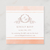 Eleganter Peach Monogram UAWG und QR Code Begleitkarte (Vorderseite)