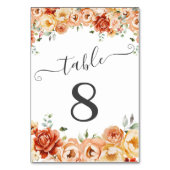 Eleganter Peach, Orange Peonies Tischnummer (Vorderseite)