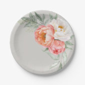 Eleganter Peach und Elfenbeinflora Pappteller (Vorderseite)