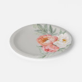 Eleganter Peach und Elfenbeinflora Pappteller (Schrägansicht)