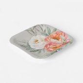 Eleganter Peach und Elfenbeinflora Pappteller (Gewinkelt)