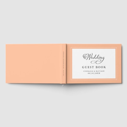 Eleganter Peach Wedding Calligraphy Custom Chic Gästebuch (Voll)