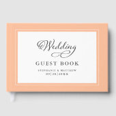 Eleganter Peach Wedding Calligraphy Custom Chic Gästebuch (Vorderseite)