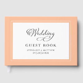 Eleganter Peach Wedding Calligraphy Custom Chic Gästebuch