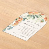 Eleganter Peach White Floral Eukalyptus Wedding Ar Acryleinladungen (Ablage )