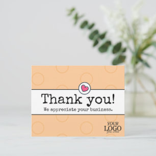 Eleganter Peach with Heart Business Vielen Dank Postkarte