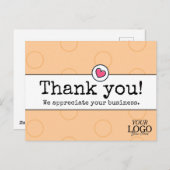 Eleganter Peach with Heart Business Vielen Dank Postkarte (Vorne/Hinten)