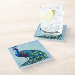 Eleganter Peacock Design Glass Untersetzer