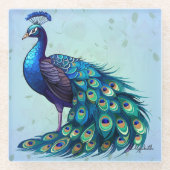 Eleganter Peacock Design Glass Untersetzer (Vorderseite)