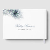 Eleganter Peacock Feather Wedding Day Gästebuch (Rückseite)