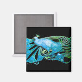 ELEGANTER PEACOCK IN AQUA BLAU AQUAMARIN GRÜN, SCH MAGNET (Vorderseite/Rückseite)