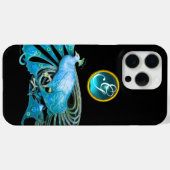 ELEGANTER PEACOCK IN BLAU, AQUAMARINMONOGRAMM Case-Mate iPhone HÜLLE (Rückseite (Horizontal))