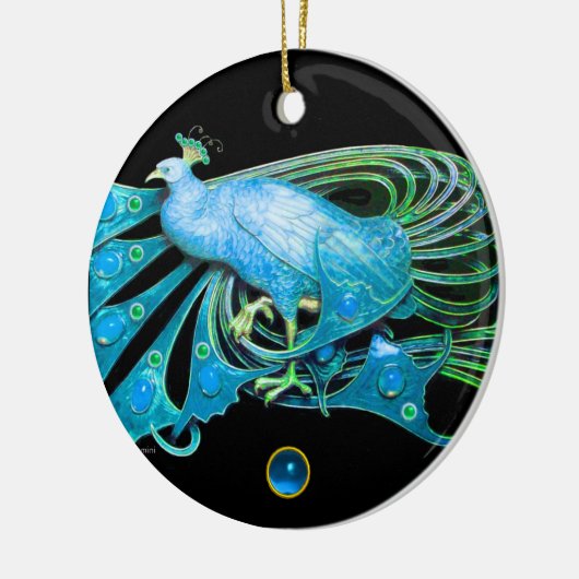 ELEGANTER PEACOCK IN BLUE SAPPHIRE,aquamarine Turq Keramik Ornament (Links)