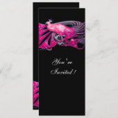 ELEGANTER PEACOCK IN FUCHSIA, PINK UND SCHWARZ EINLADUNG (Vorne/Hinten)