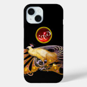 ELEGANTER PEACOCK IN GELB, RUBY MONOGRAM Case-Mate iPhone HÜLLE (Rückseite)