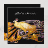 ELEGANTER PEACOCK IN GELB UND SCHWARZ EINLADUNG (Vorne/Hinten)