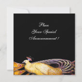 ELEGANTER PEACOCK IN GELB UND SCHWARZ EINLADUNG (Rückseite)