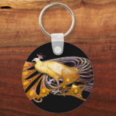 ELEGANTER PEACOCK IN GELB UND SCHWARZ SCHLÜSSELANHÄNGER (Rückseite)