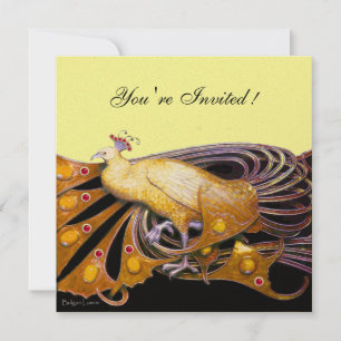 ELEGANTER PEACOCK IN GELBLICHEM SCHWARZ UND GOLD-M EINLADUNG