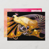 ELEGANTER PEACOCK IN GELBSCHWARZ POSTKARTE (Vorne/Hinten)