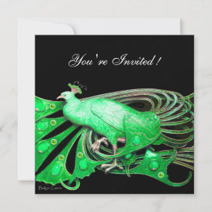 ELEGANTER PEACOCK IN GRÜN UND SCHWARZ EINLADUNG