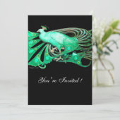 ELEGANTER PEACOCK IN GRÜN UND SCHWARZ EINLADUNG (Stehend Vorderseite)