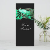 ELEGANTER PEACOCK IN GRÜN UND SCHWARZ EINLADUNG (Stehend Vorderseite)
