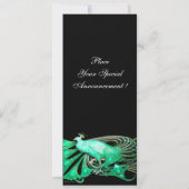 ELEGANTER PEACOCK IN GRÜN UND SCHWARZ EINLADUNG (Rückseite)