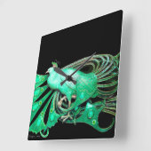 ELEGANTER PEACOCK IN GRÜN UND SCHWARZ QUADRATISCHE WANDUHR (Winkel)