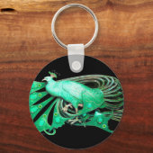 ELEGANTER PEACOCK IN GRÜN UND SCHWARZ SCHLÜSSELANHÄNGER (Rückseite)
