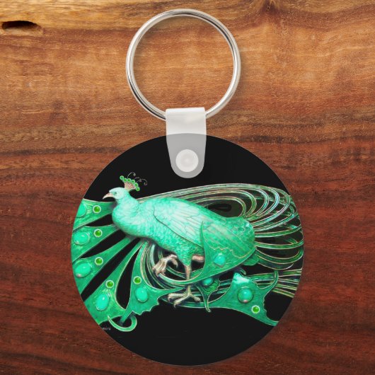 ELEGANTER PEACOCK IN GRÜN UND SCHWARZ SCHLÜSSELANHÄNGER (Rückseite)