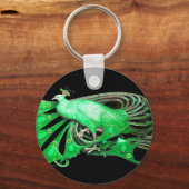 ELEGANTER PEACOCK IN GRÜN UND SCHWARZ SCHLÜSSELANHÄNGER (Vorderseite)
