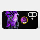 ELEGANTER PEACOCK IN LILA, AMETHYST MONOGRAMM Case-Mate iPhone HÜLLE (Rückseite (Horizontal))