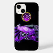 ELEGANTER PEACOCK IN LILA, AMETHYST MONOGRAMM Case-Mate iPhone HÜLLE (Rückseite)