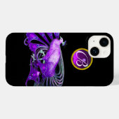 ELEGANTER PEACOCK IN LILA, AMETHYST MONOGRAMM Case-Mate iPhone HÜLLE (Rückseite (Horizontal))