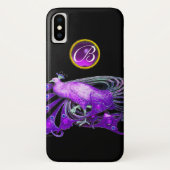 ELEGANTER PEACOCK IN LILA, AMETHYST MONOGRAMM Case-Mate iPhone HÜLLE (Rückseite)