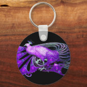 ELEGANTER PEACOCK IN LILA UND SCHWARZ SCHLÜSSELANHÄNGER (Vorderseite)