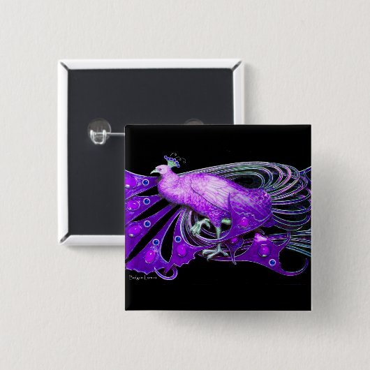 ELEGANTER PEACOCK IN LILA VIOLETTE, SCHWARZ BUTTON (Vorne & Hinten)