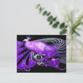 ELEGANTER PEACOCK IN LILA VIOLETTENSCHWARZE POSTKARTE (Stehend Vorderseite)